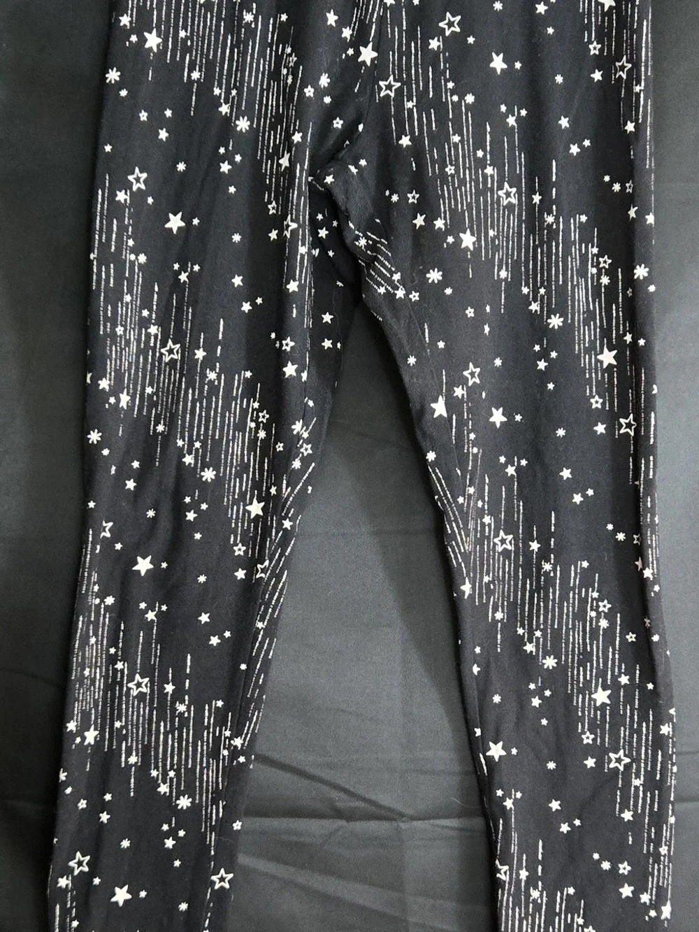Justice Black Leggings with White Star Shower Print #562